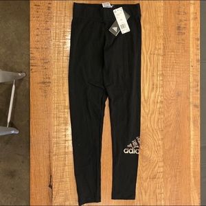 Black adidas gold metal athletic tight leggings